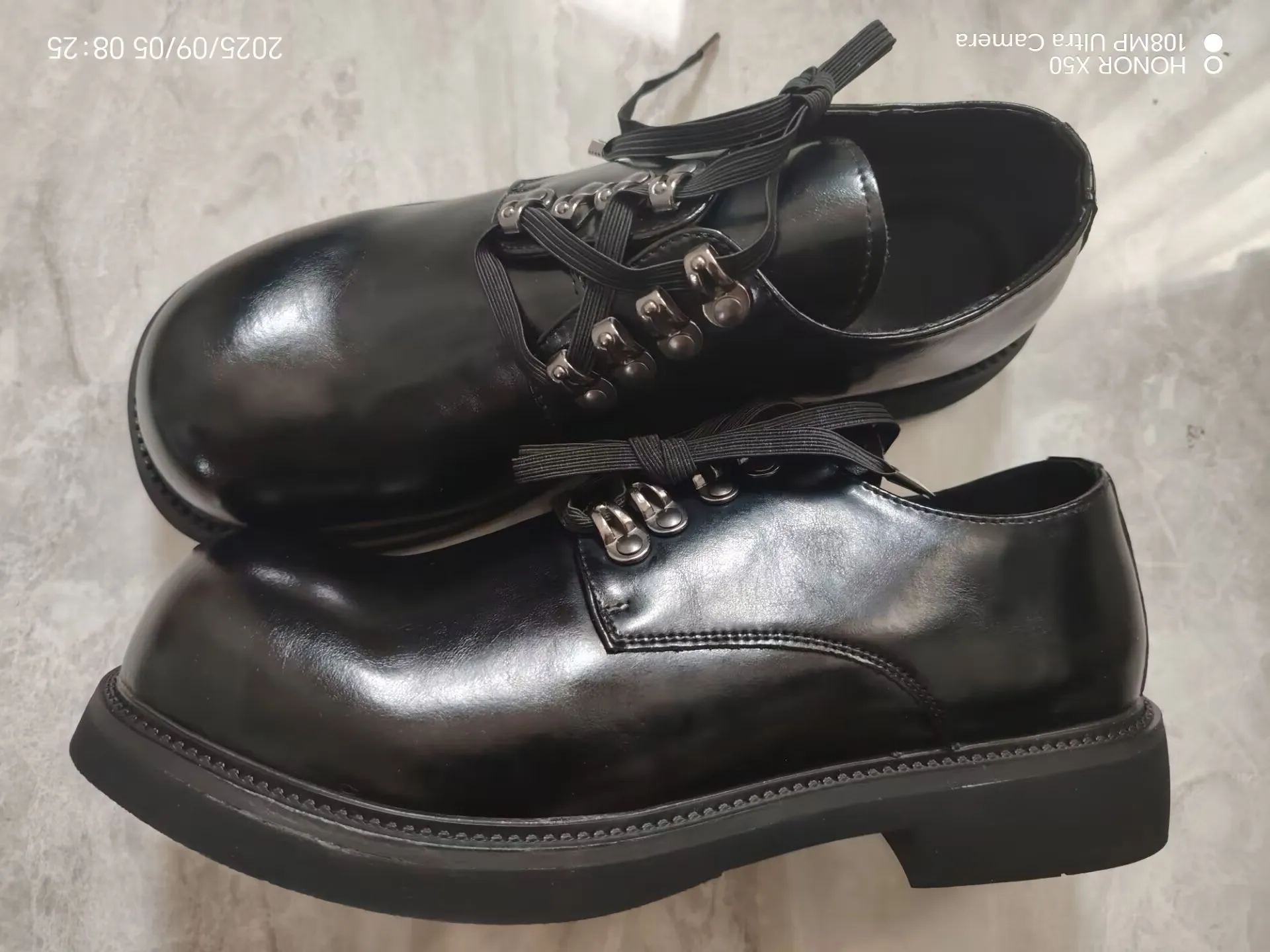 2025 Washed Leather Big Head Men's Casual British Style Young People Niche Versatile Working Derby Shoes