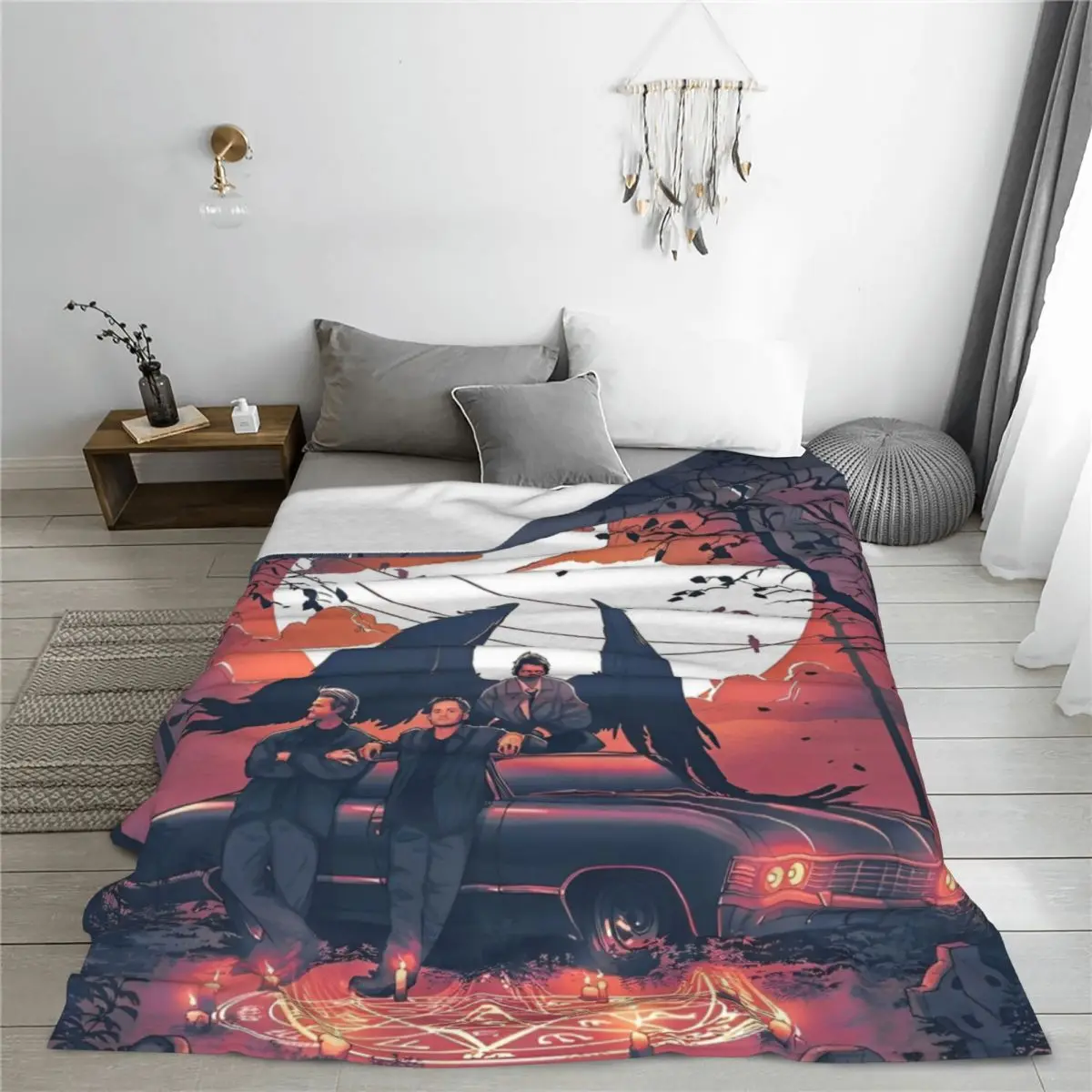 Supernatural Dean Sam Castiel Plush Blanket Customized Throw Blanket for Home 125*100cm Bedspread