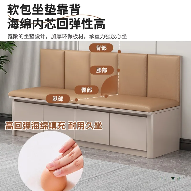 Solid wood card seat sofa living room soft bag seat cushion integrated cabinet milk tea shop wall card seat can be customized