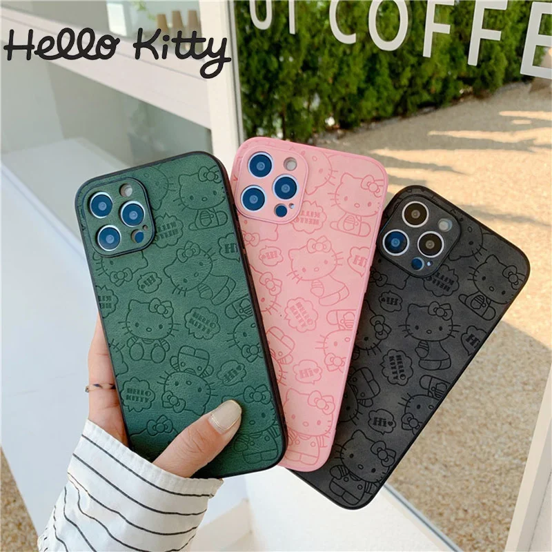 Hello Kitty Slim PU Leather Phone Case for IPhone 13 12 11 Pro XS Max XR Ultra Thin Phone Case Cover for Iphone 13 Promax Shell