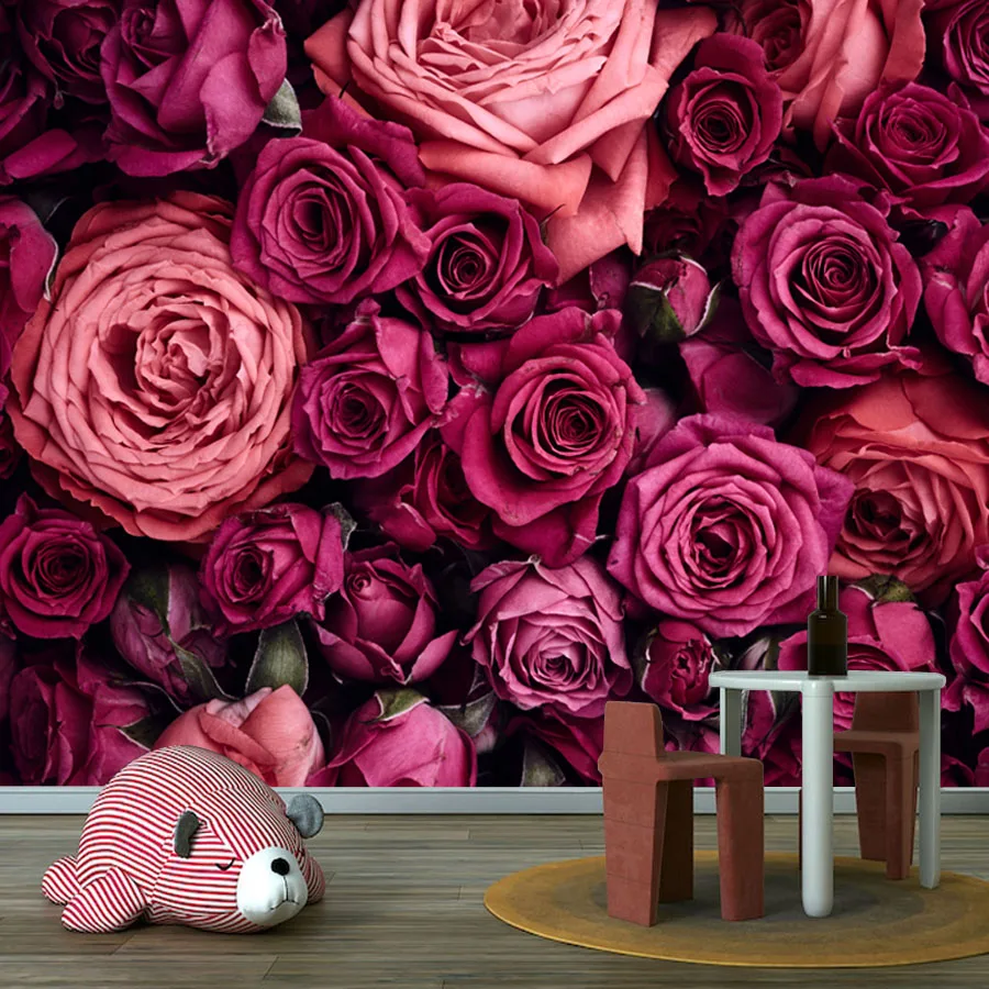 

Пользовательские обои Peel and Stick для украшения гостиной, настенные обои, домашний декор, цветочная красная роза, фреска, ремонт, покрытие для телевизора