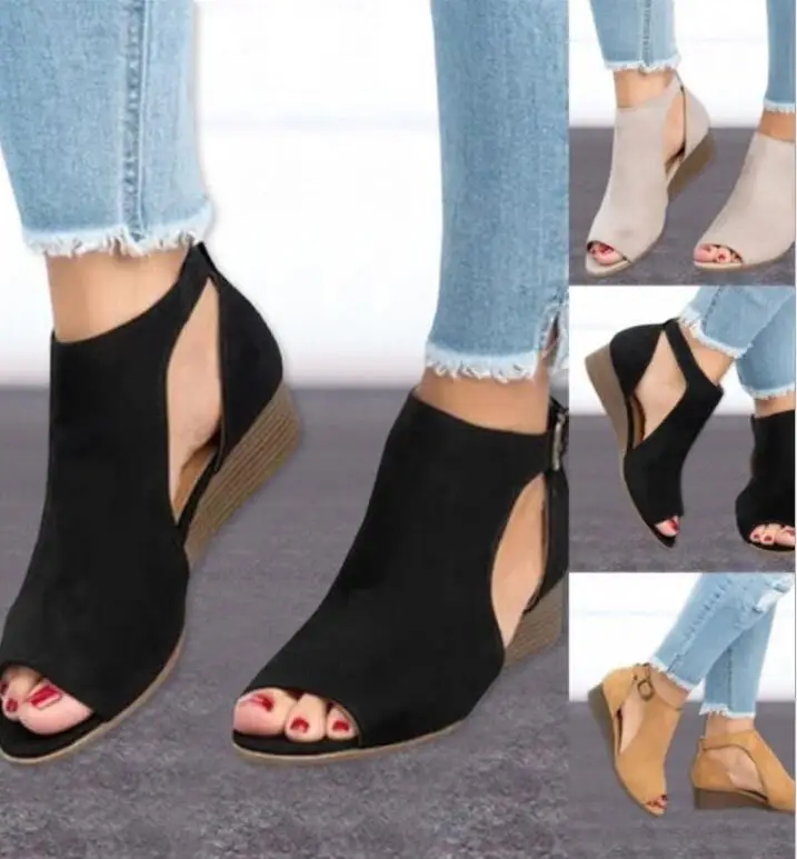 Summer Shoes Womens Sandals 2020 New Dress Shoes Fashion Casual Rome Peep Toe Med Heels Heel Shoes Sandals Zomerschoenen Dames43