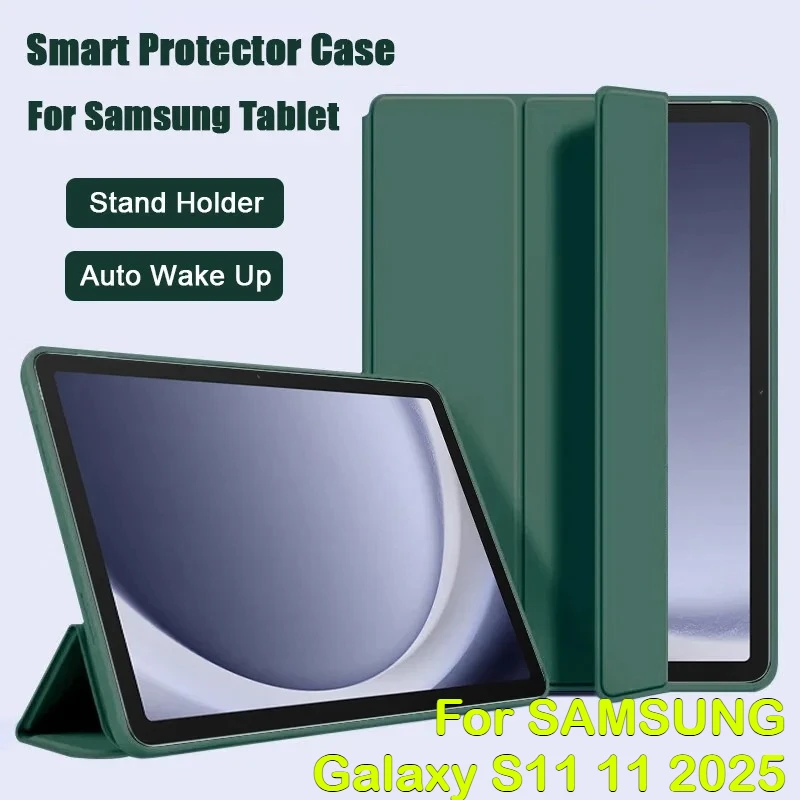 For New Samsung Galaxy Tab S11 S10 S6 Lite 10.4 Tab A11 A9 + A8 A7 S8 S9 11 FE 12.4 Case PU Smart Official Liquid Silicone Cover