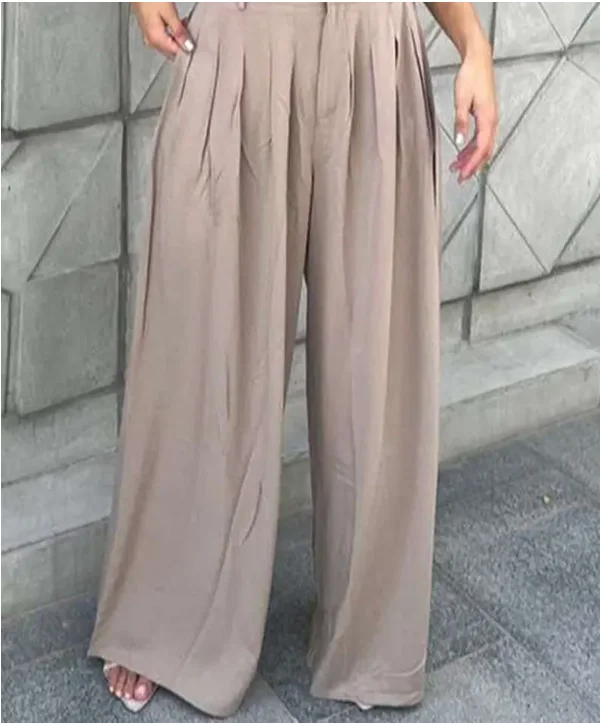 موضة 2025 الصيف مثير أنيقة 2 قطعة الزي الجولة الرقبة قصيرة الأكمام الجانب الدانتيل يصل أعلى عادية عالية الخصر بنطال ذو قصة أرجل واسعة مجموعة