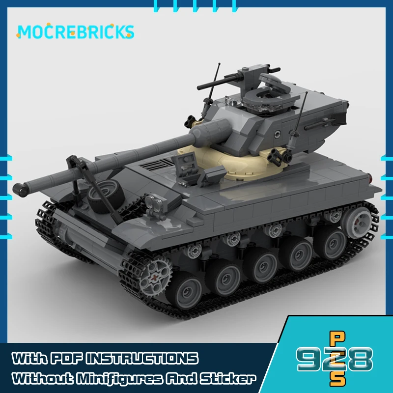 Licht Gevechts AMX-13 Tank V2 Rupsbanden Pantservoertuig Model Diy Bouwstenen Kleine Deeltjestechnologie Baksteen Kinderspeelgoed