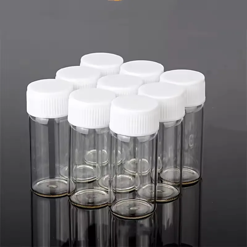 600pcs Dia 22mm Transparent Glass perfume Spice Bottles with White/Black/Pink Plastic Screw Cap Tiny Jar Vials DIY Craft