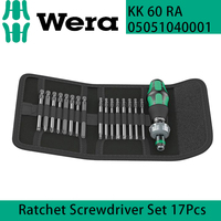 WERA 05051040001 Ratchet Screwdriver Set 17Pcs Anti-roll & Removable Portable Fine Teeth High Anti-corrosion Bit Set KK 60 RA