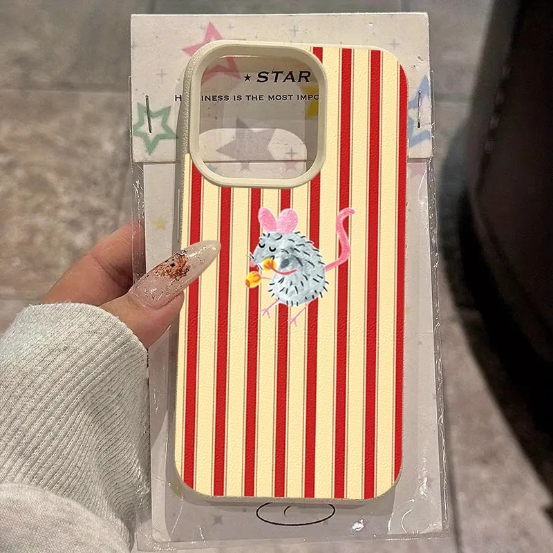 Striped Cartoon Mouse Pattern Phone Case For Samsung Galaxy S26 Ultra S25 FE S24 S23 S22 Plus A17 A37 A57 A56 A55 Silicone Cover