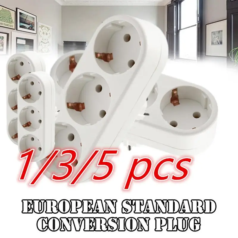 

1/3/5 Pcs 3 Compartment 16A 250V EU Socket Multiple Plug Socket Standard Socket German Strip European Plug Adapter Power Plug