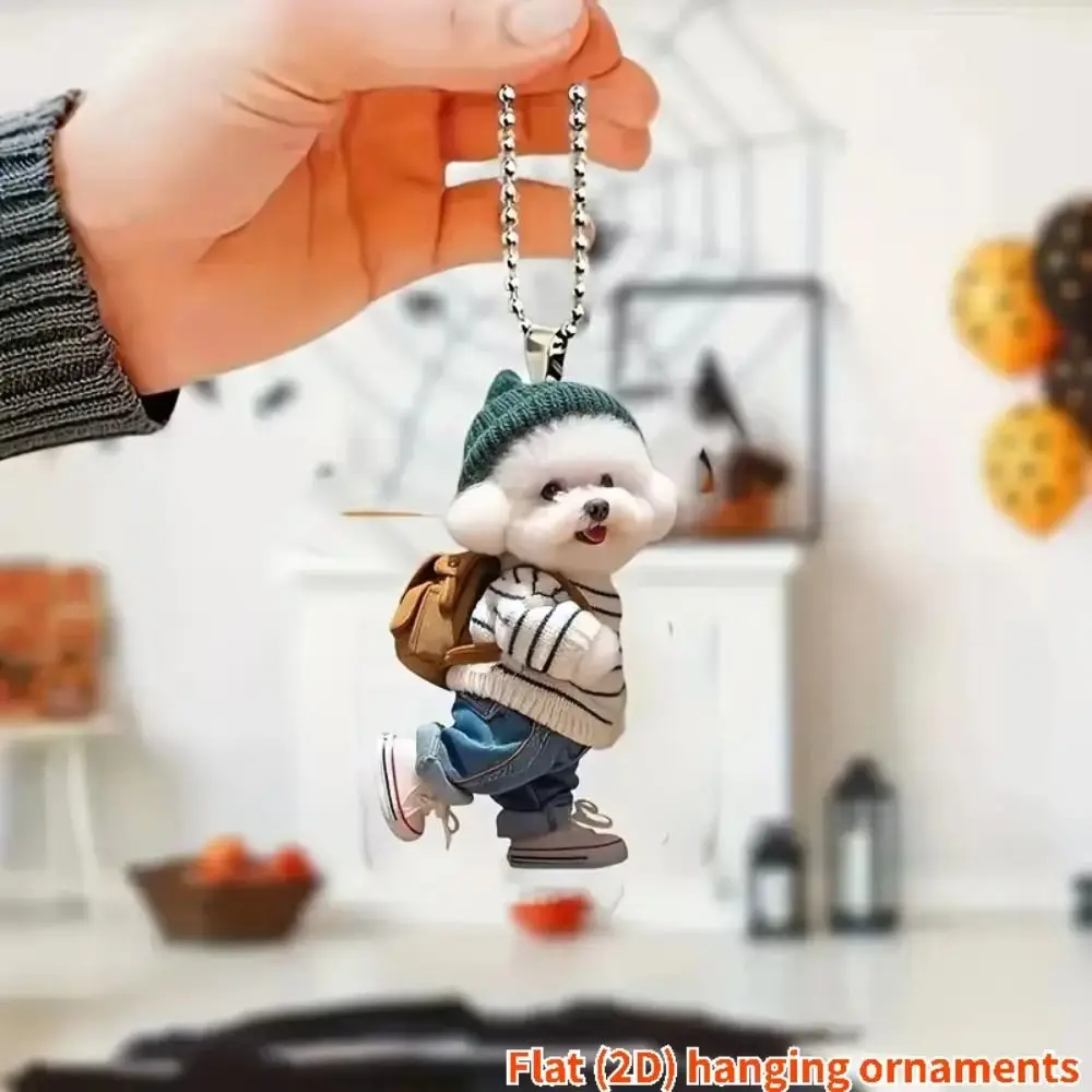 Creative Car Hanging Ornaments Puppy Man Backpack Gifts for Women Men Car Decoration Accessories Keychain Pendant Cute Teddy Dog