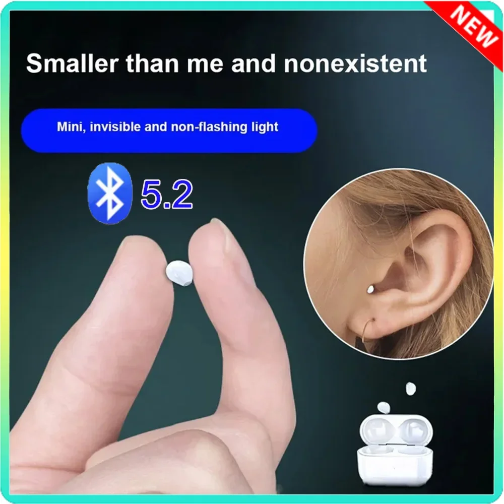 

Invisible Mini Earphones V5.2 Bluetooth TWS In Ear Noise Reduction Wireless Bluetooth Earphones with Microphone Sleep Earphones