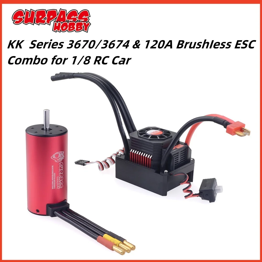 

SURPASS HOBBY KK Waterproof Combo 3670/3674 1700KV 1900KV Brushless Motor w 120A Brushless ESC for 1/8 RC Drift Racing Car