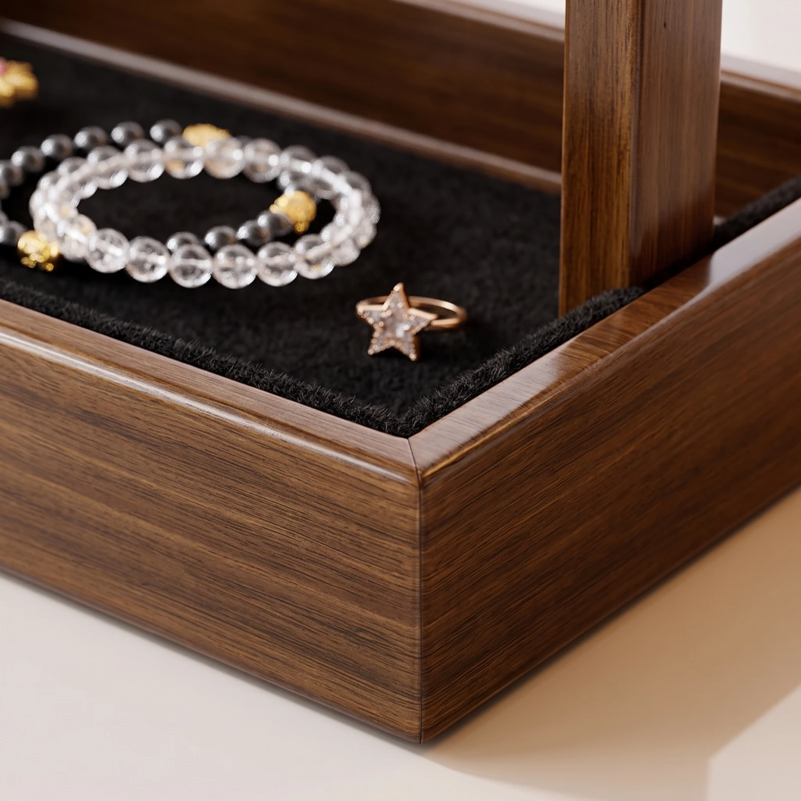 Headband Holder with Tray Vertical Hairband Organizer with Felt Base Bracelet Display with Wooden Rails Stable for Women