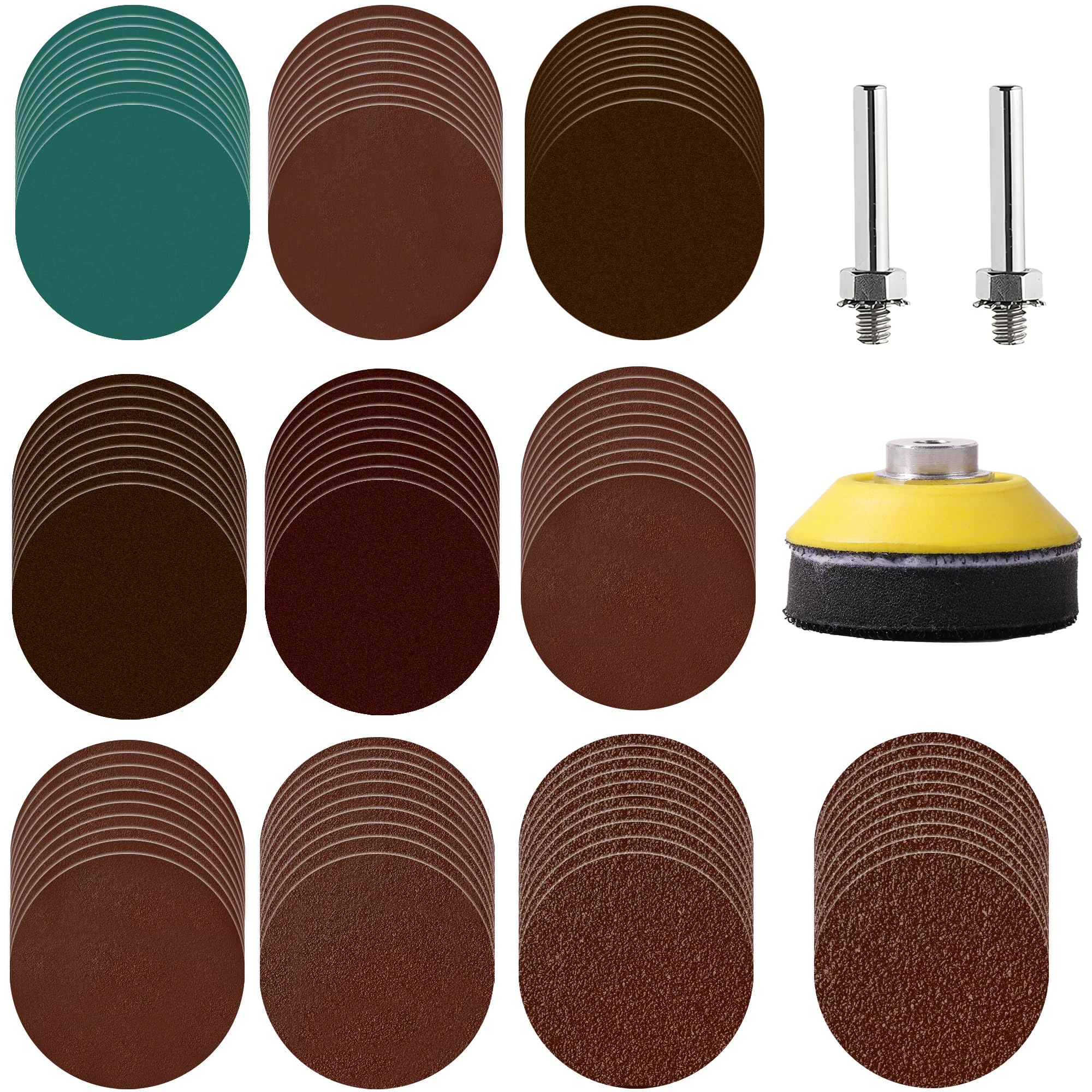 

200Pcs 2inch Sanding Disc 60-2000 Grit Hook and Loop Sandpaper with Backer Interface Pad for Sander Die Grinder Rotary Tools