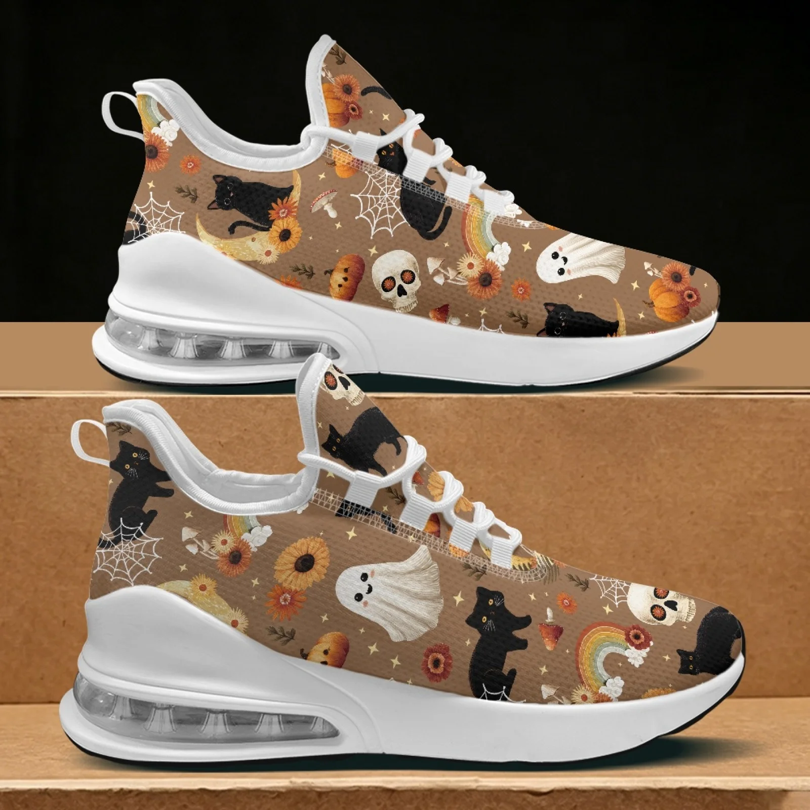 PENSTROLL Rainbow Ghost Print Athletic Sneakers for Women Court Mesh & EVA Sports Walking Footwear Women's Mesh Sneakers