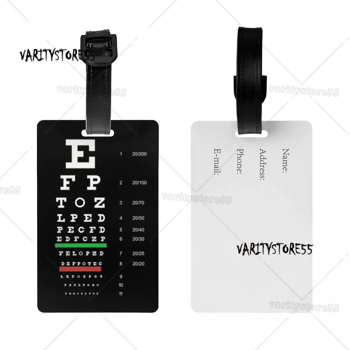 Custom Snellen Eye Chart Luggage Tag Optometrist Optician Suitcase Baggage Privacy Cover ID Label