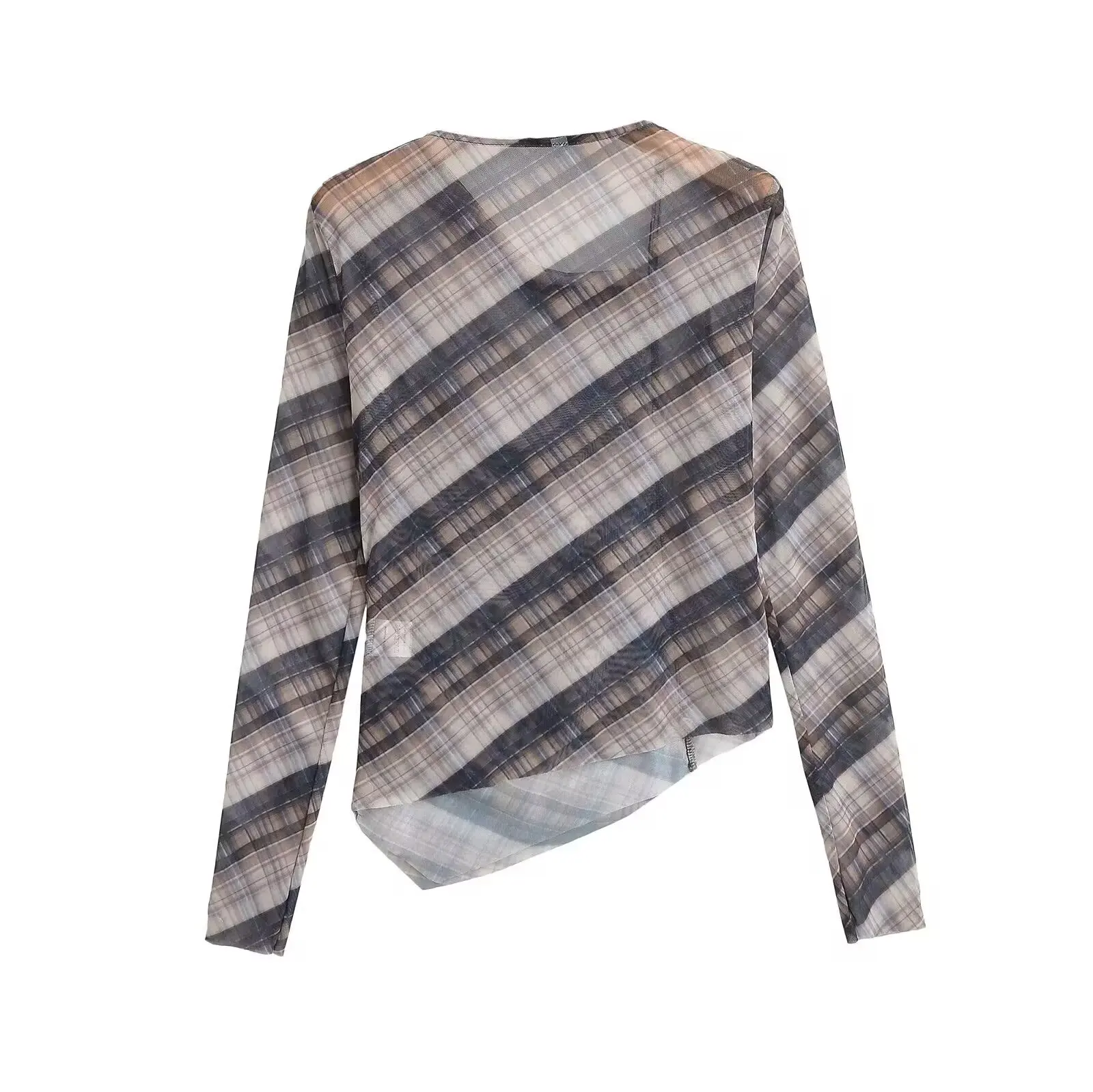 

JNLEAOG Autumn New Women's Faion Long Sve T-irt Gauze Net Pleated Versatile Polyester French Sle Slim Fit irt