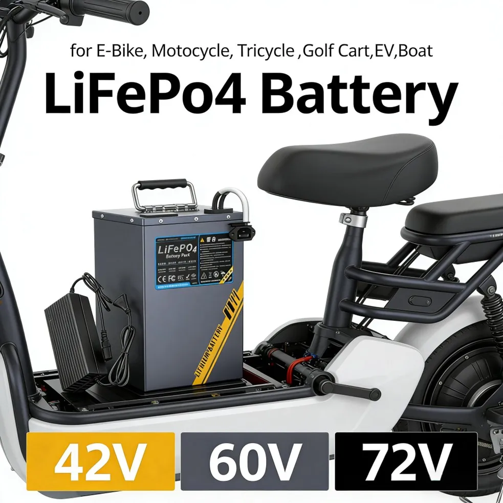 

Долговечная литий-железо-фосфатная (LiFePO4) аккумуляторная батарея 48В 60В 72В для мотоциклов, трициклов, гольф-каров, лодок