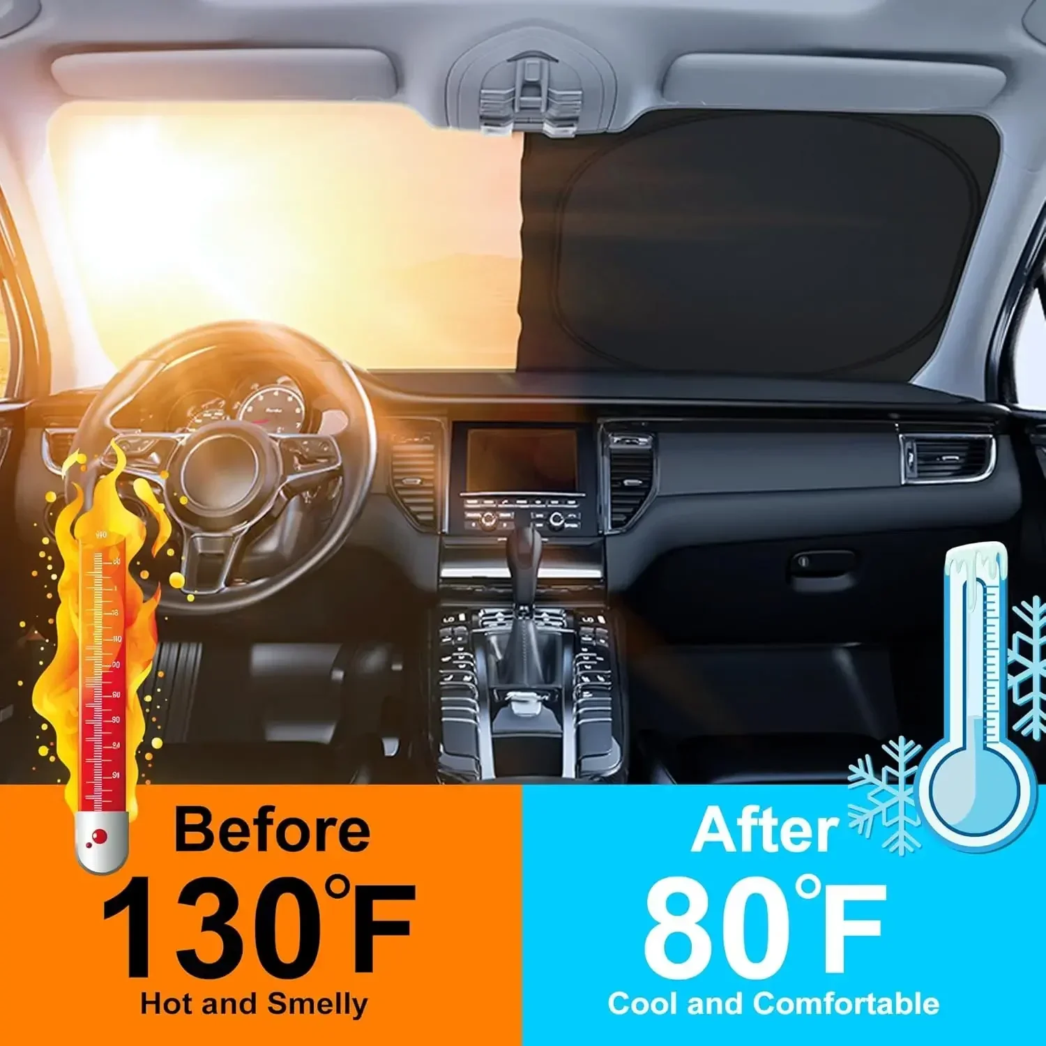 Car Sunshade Front Windshield Titanium Silver Thickened Shade Cover Foldable Sun Shade Interior UV Protection Accessories view 2
