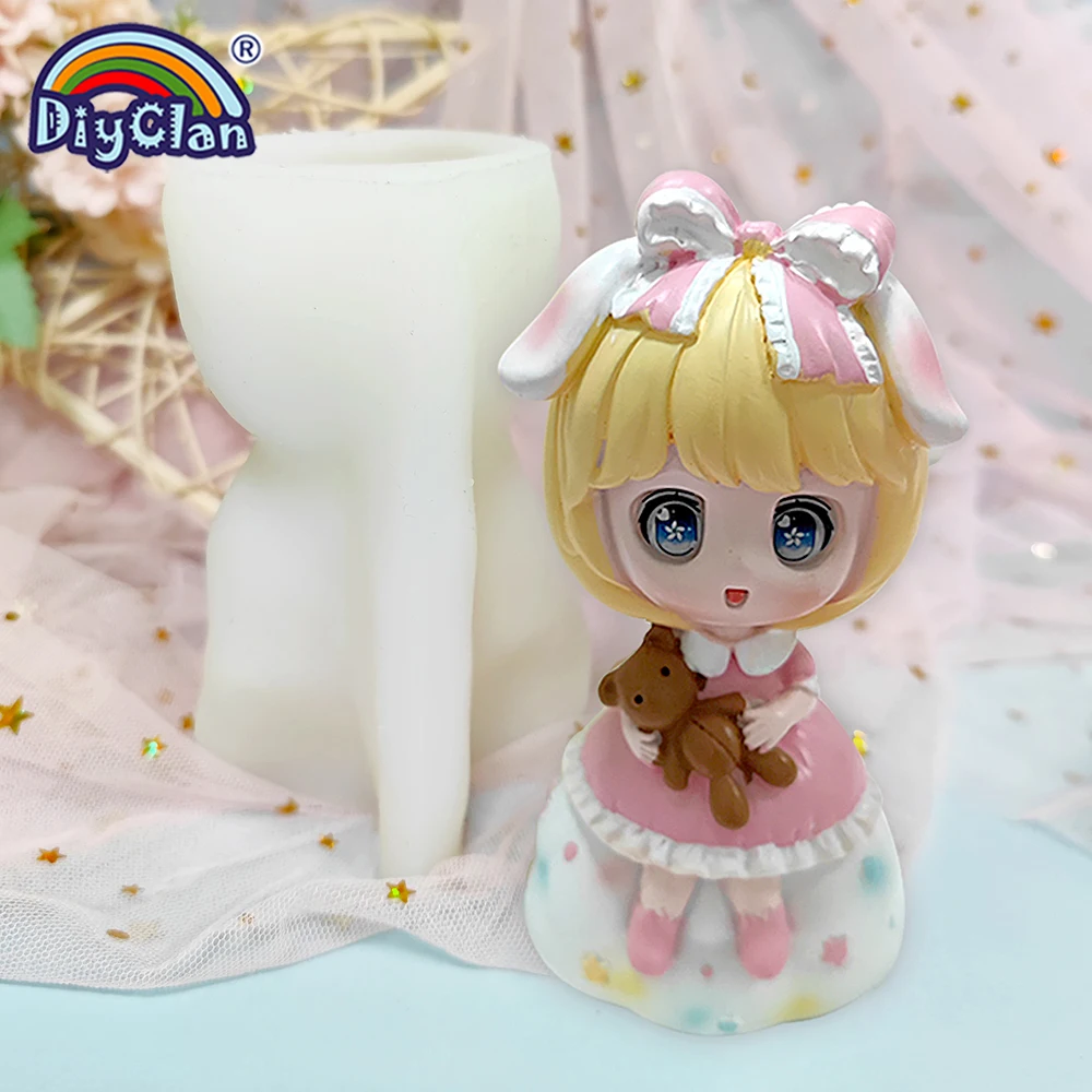Cute Cartoon Girl Princess Model Silicone Mold Fondant Cake Decorating Tools Chocolate Mousse Dessert Kitchen Baking Cake Tools