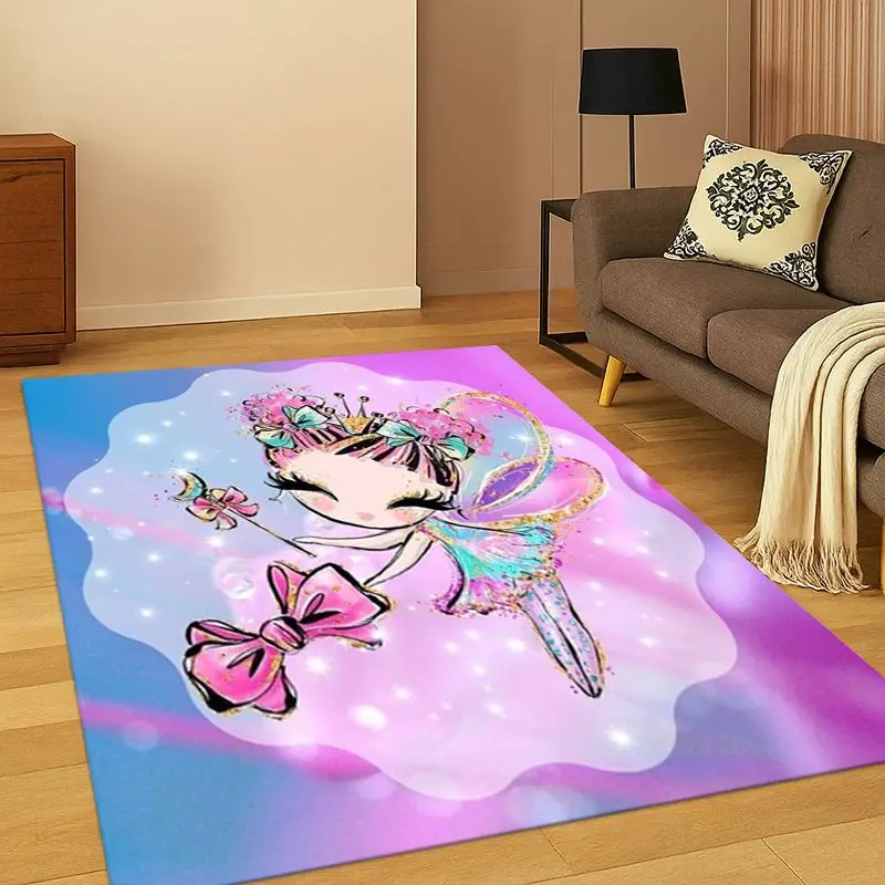 Cartoon Ballet Cute Girl Ballerina Carpet Rug for Bedroom Living Room Sofa Playroom Doormat Home Decor,Kid Area Rug Non-slip