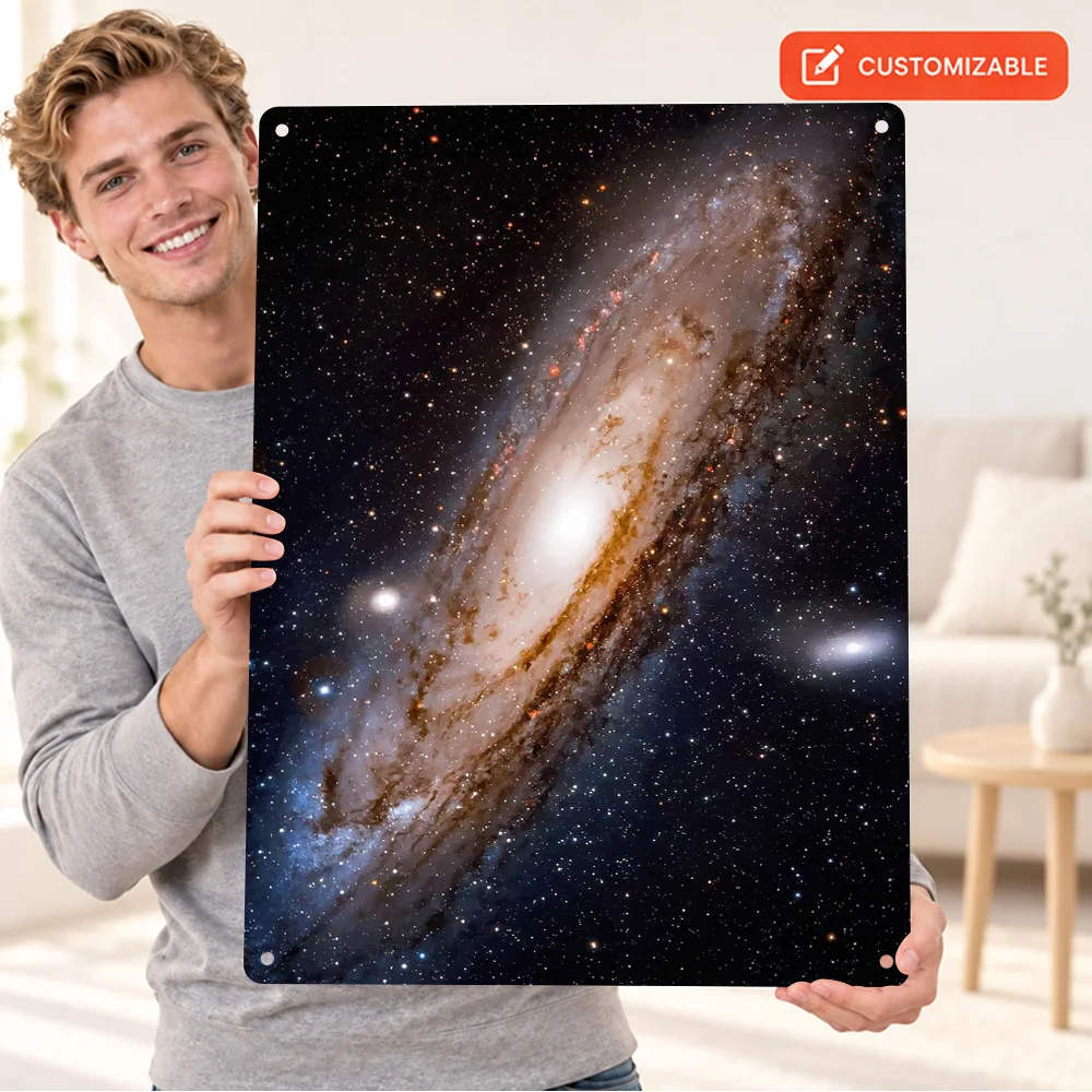 Andromeda Aluminum Poster Personalized Metal Sign Astronomical Photography Wall Art For Science Classroom Astronomy Lover Gift