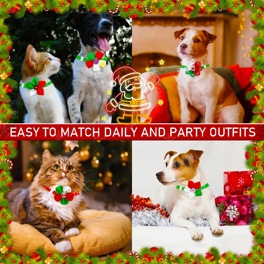 5/10PCS Fashion Dog Bowties Christmas Party Adjustable Pet Dog Bow Ties Collars For Dogs and Cats Pet Grooming Accessories