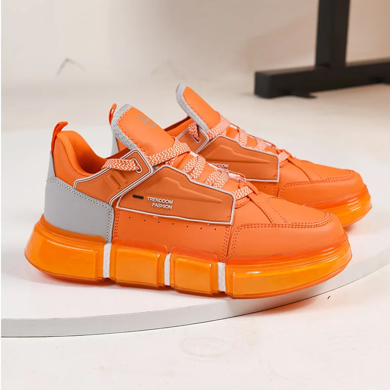 Trend Street Orange Sneakers For Men Fashion Hip Hop Designer Skateboard Shoes Man Casual Outdoor Platform Men's Skate Shoes