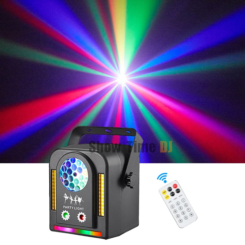 Imagem -02 - Disco Rgb Led Light com Controle Remoto Padrões de Feixe Flower Laser Warm Flash Efeito Fluxo Festa dj Night Club Ktv