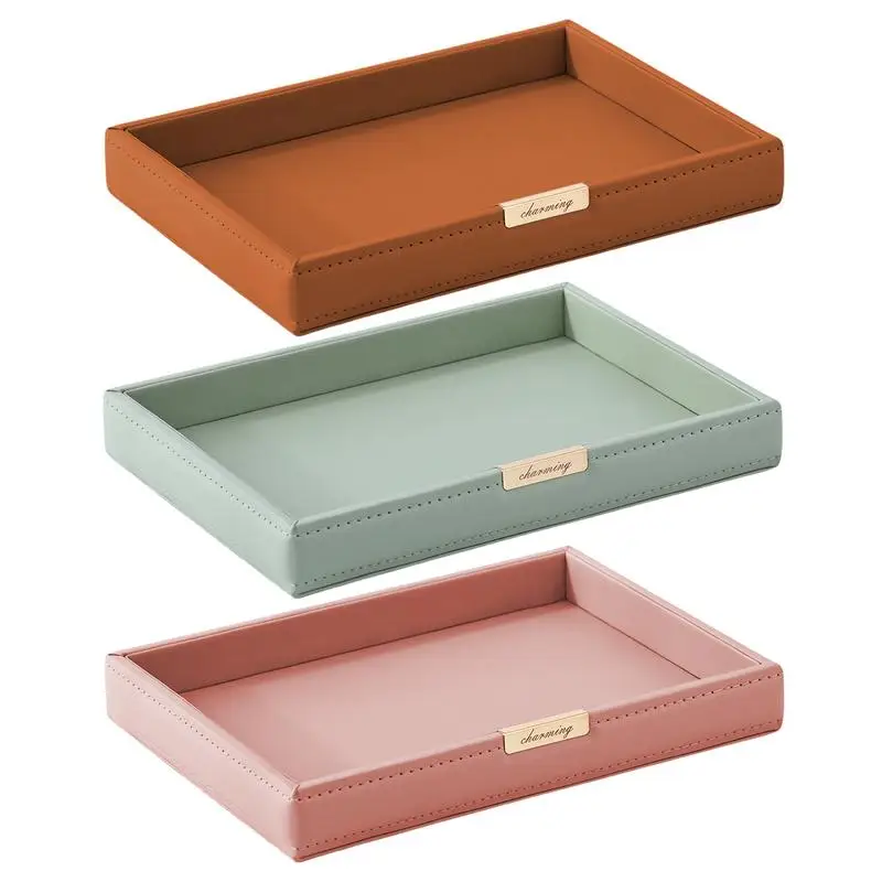 Bandeja de tocador, bandeja de escritorio elegante, organizadores multifuncionales para mesita de noche, soporte para reloj de joyería para cambios, llaves, gafas de teléfono