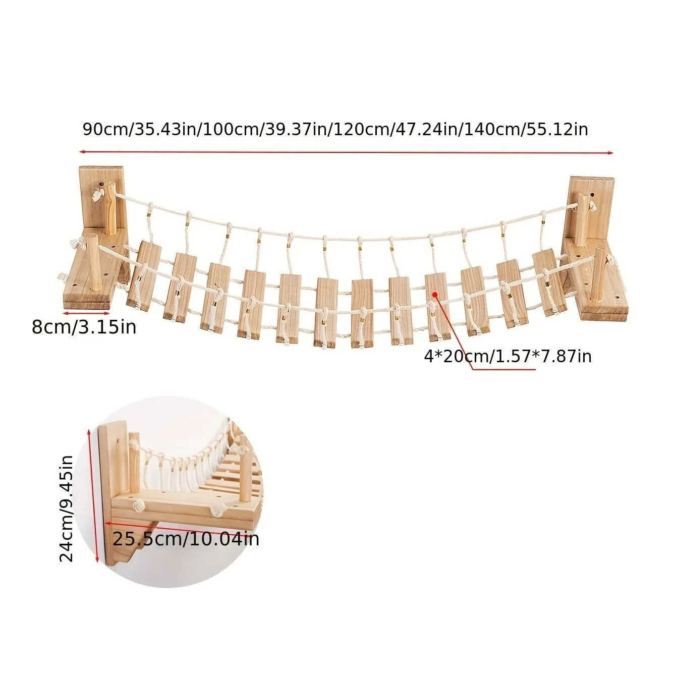 Solid Wood Cat Tree with Suspended Bridge Wall-Mounted Cat Tree Frame For Kittens Adult Cats and All Sizes - Image 5