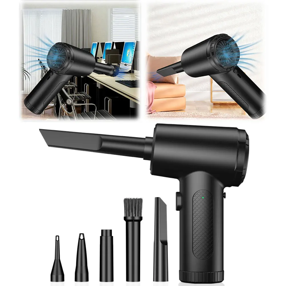 

Перезаряжаемый беспроводной воздуходувка, 51000 об/мин, струйный сухой вентилятор, 3-ступенчатый регулируемый пылесос для очистки клавиатуры, электрических устройств