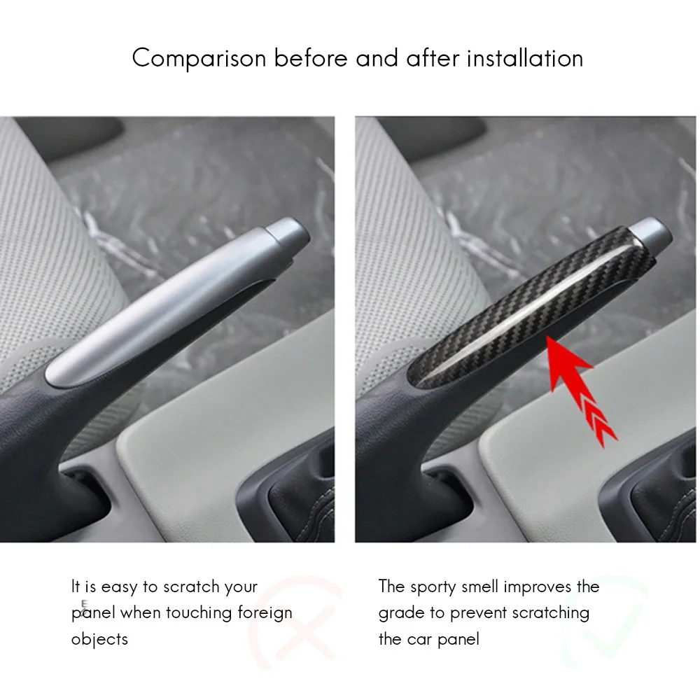 Carbon Fiber Car Handbrake Grips Cover Interior Trim for Honda Civic 2012 2013 2014 2015 images - 6