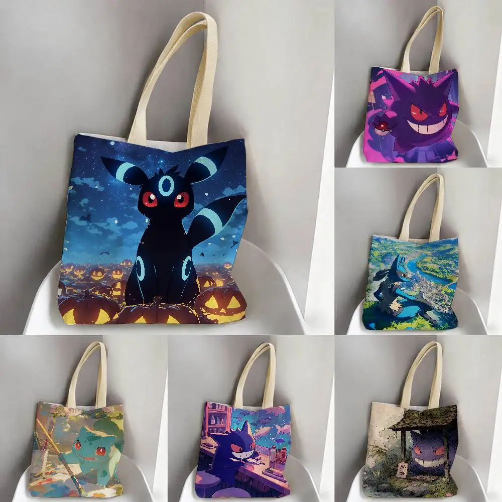 Pokemon Unova Region Storage Bags Tote Bag Travel Summer Beach Shoulder Bag Reusable Grocery Shopping Bag Artwork