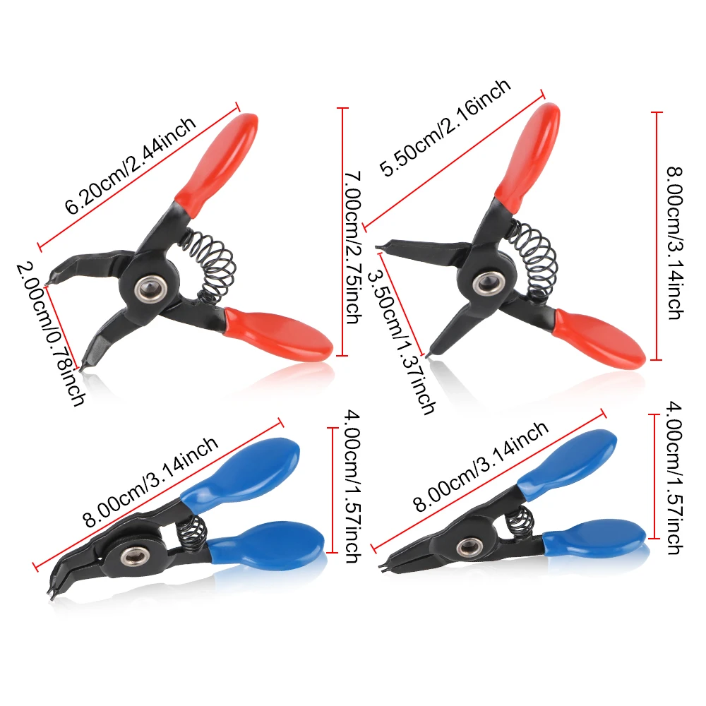 4pcs Mini Circlip Pliers Multifunctional Snap Ring Circlip Repair Engine Tool Pliers Set Ext Int Tool Right Angled Beak Portable