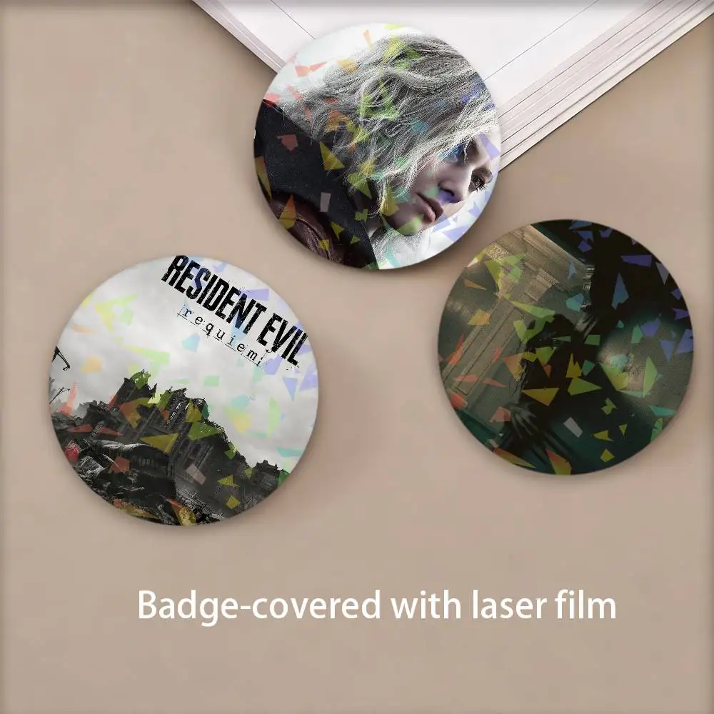Game R-ReSIdEnT-T E-Evil 9 Badges Round Laser Badge Brooch Backpack Accessories