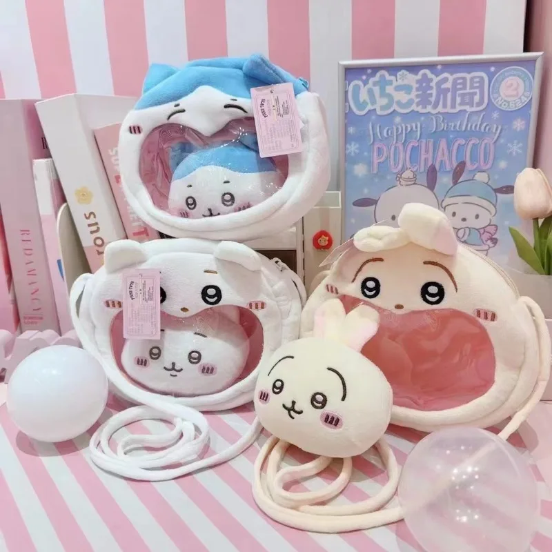 

Сумка через плечо с рисунком Chiikawa Kawaii Umasan Itabag, милая маленькая восемь, большая голова, улыбающаяся кукла, плюшевая сумка на плечо для девочек, подарок