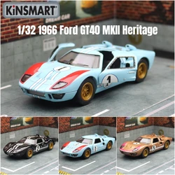 KINSMART 장난감 자동차 모델, 1/32 1966 포드 GT40 MKII 레이싱 랠리 합금 다이캐스트 미니어처 차량 컬렉션, 어린이 소년 선물