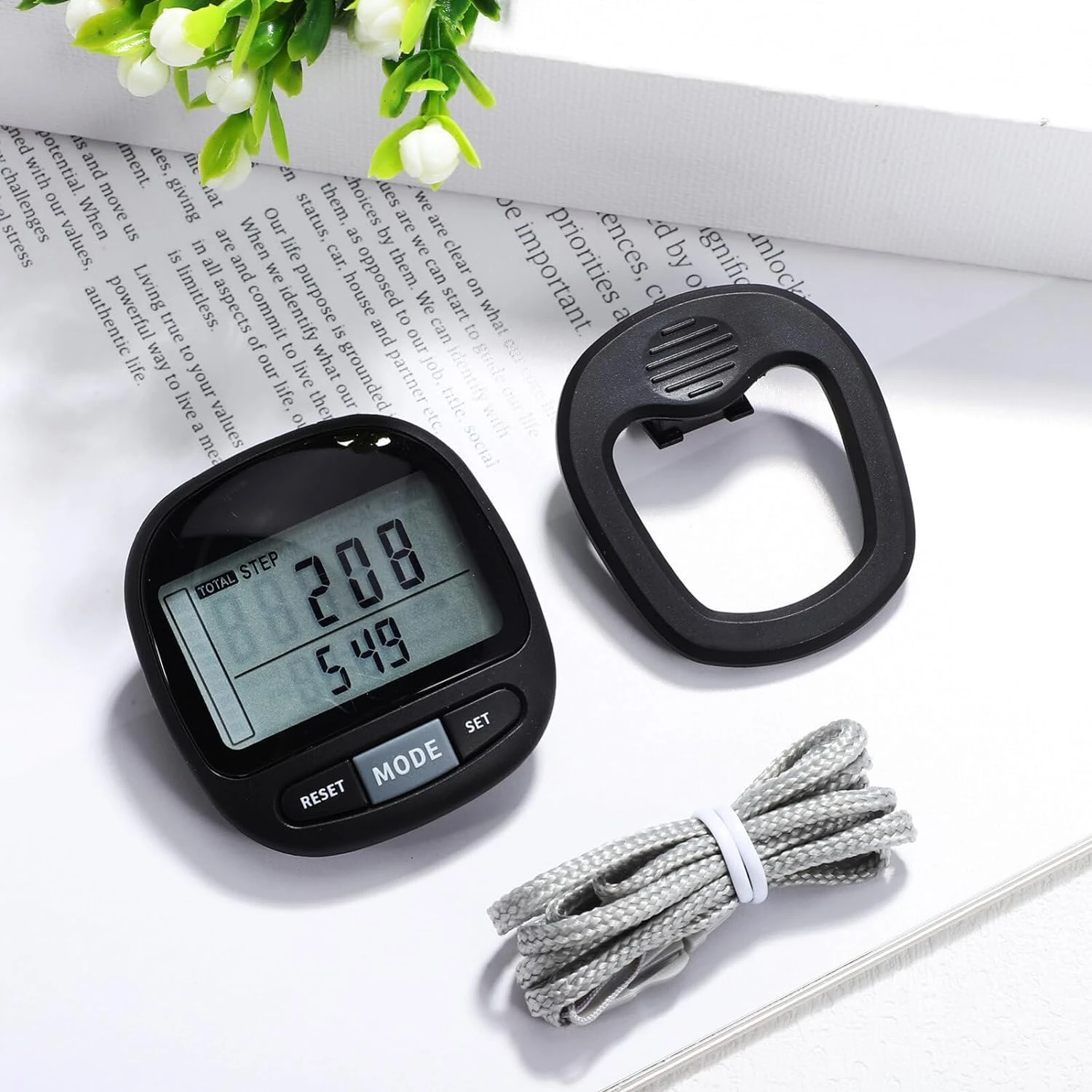 Large, accurate, and reliable 3D digital pedometer for walking - perfect clip-on step tracker for adults of all ages - suitable 