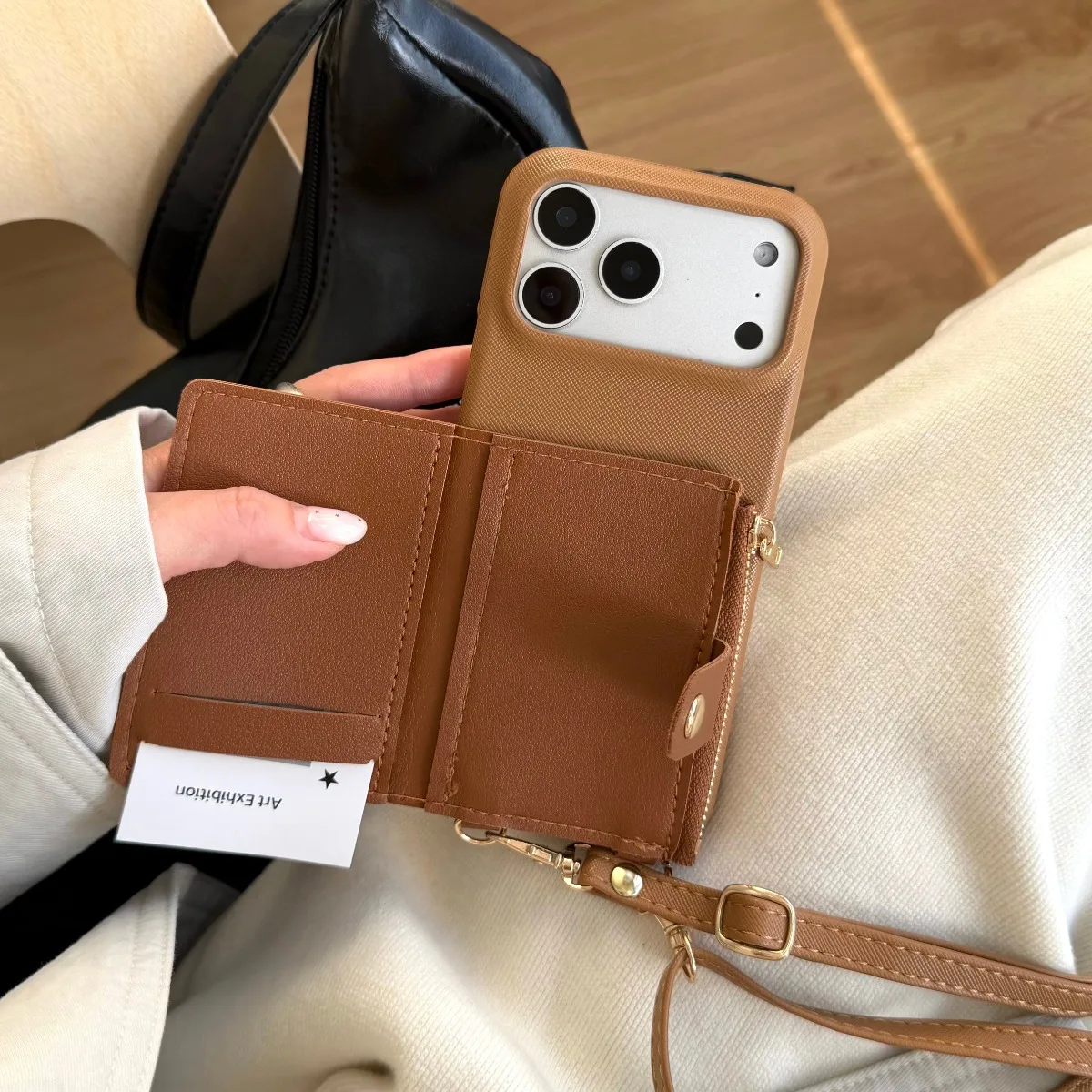 محفظة حزام جراب هاتف آيفون الهواء 17 16 15 برو ماكس 11 12 13 14 زائد فتحات بطاقة Crossbody الحبل بولي Leather الجلود غطاء سيليكون #2