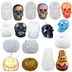 3D Skull Silicone Candle Mold Halloween Skeleton Soap Clay Crafts Casting Cake Decorating Fondant Chocolate Mold