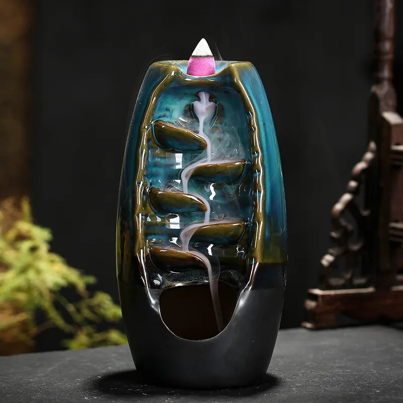 Indoor Craft Ornament Backflow Incense Burner Creative Mountain Stream Smoke Furnace (Without Incense)