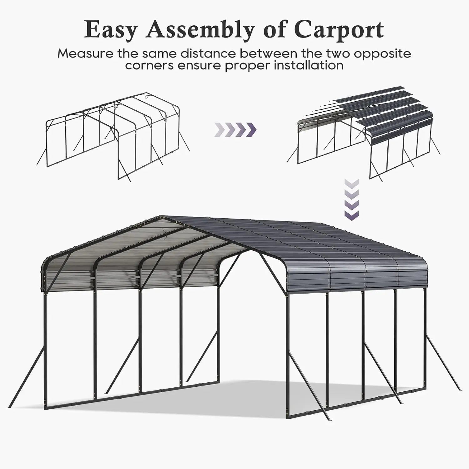 12x20FT Metal Carport, Heavy Duty Carports with Galvanized Steel Roof and Enhanced Base, Upgraded Large Outdoor, Customized