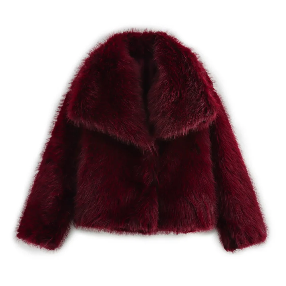 2024 RARA large lapel versatile casual style thick warm short plush solid color coat winter new women's clothing