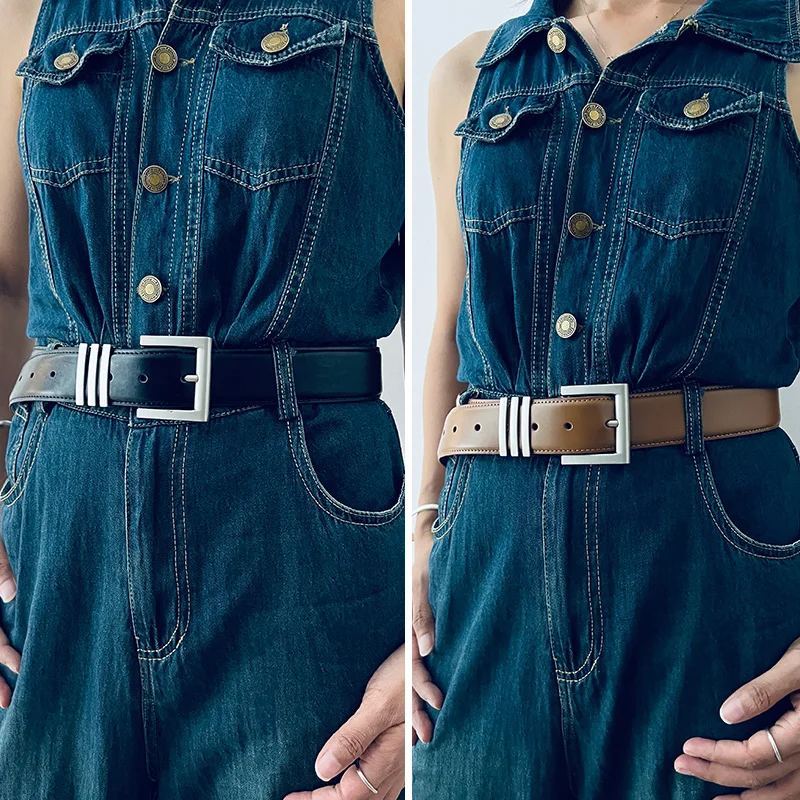 

Модный ремень унисекс из воловьей кожи для мужчин, элитный широкий ремень класса люкс, мужской дизайнерский женский джинсовый ремень в стиле панк, готики