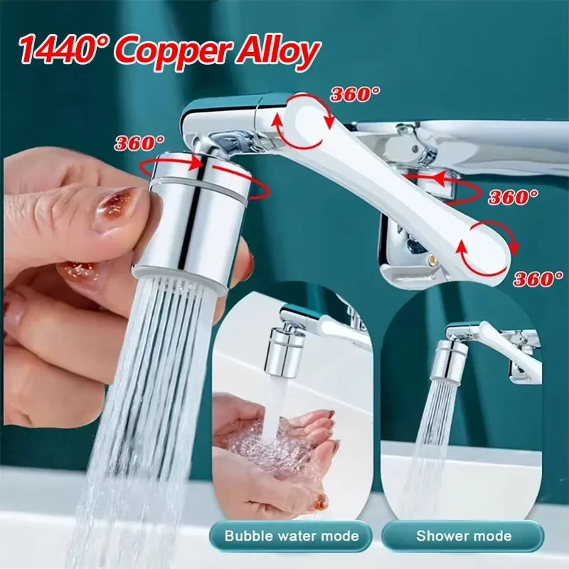 Universal Metal Copper Kitchen Faucet Aerator Extender 1080 Degrees Rotation Spray Head Tap Extension Sink Sprayer Water Saving
