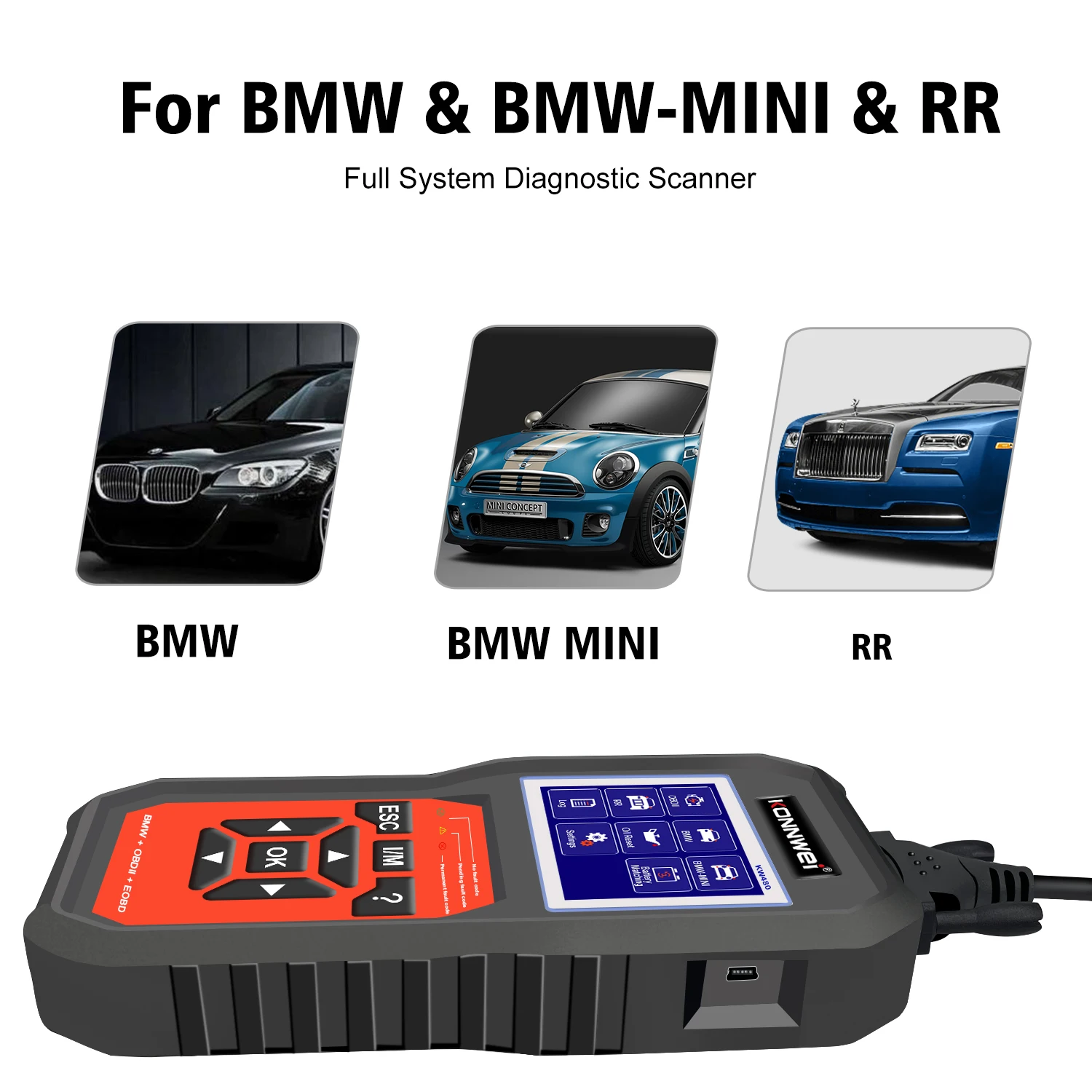 Professional Car Fault Detector for BMW 2.8 Inch Color Screen Support System XP WIN7 WIN8 WIN10 Print Fault Data