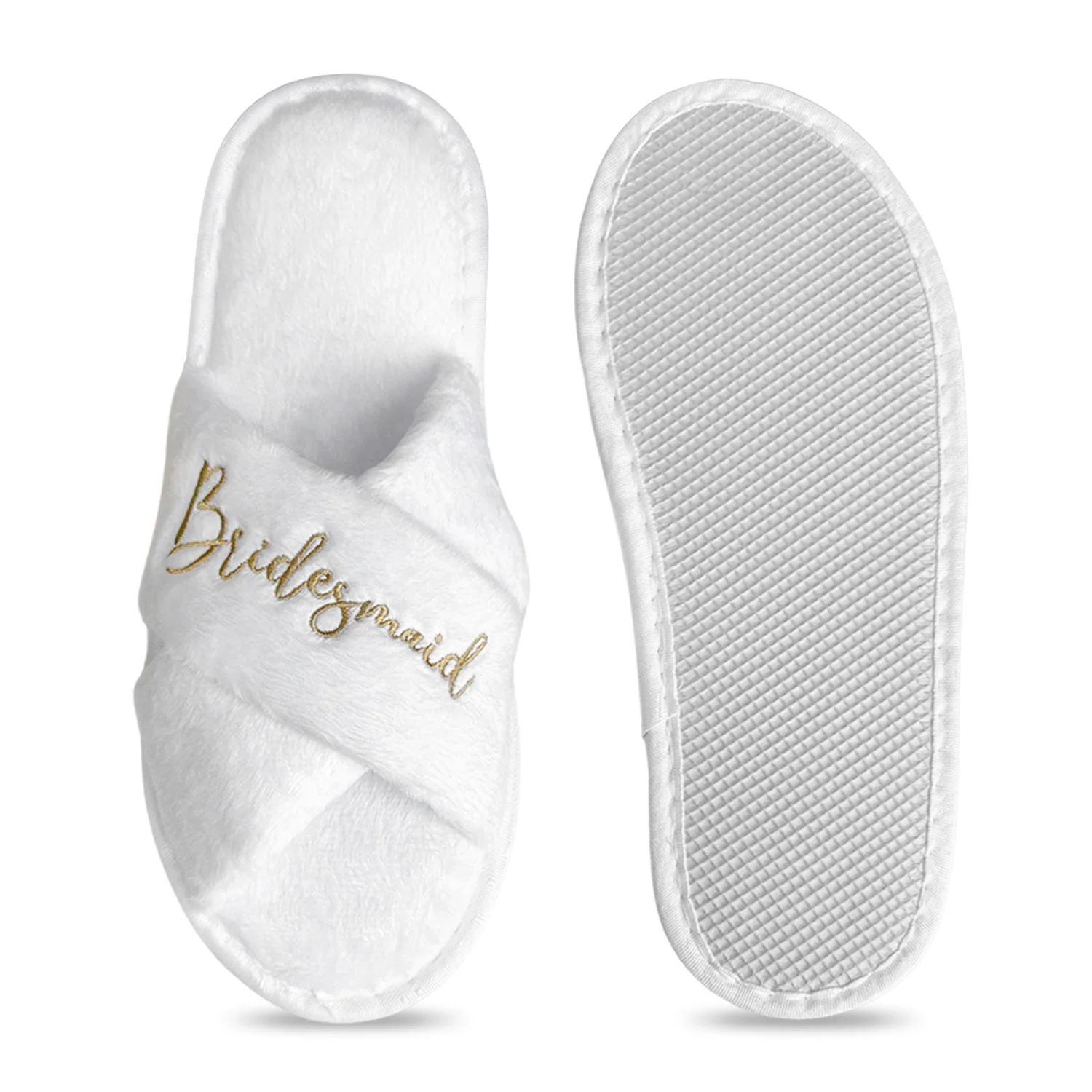 Wedding Party Guests Home Slip-on Letter Print Shoes, For Bride And Bachelorettes Bridal Party Cross Strap Slippers image 4