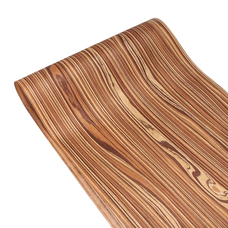 Reconstituted Engineered Camphor Wood Veneer with Stripe Grain, E.V. Fleece Backing, 60x250cm, for Furniture & Home Decor, Brown