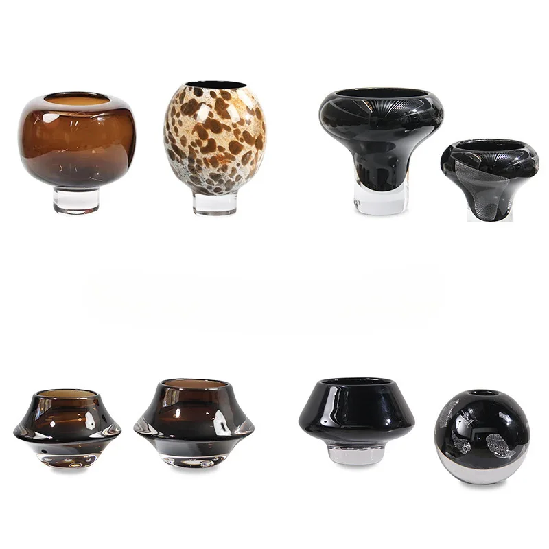 

Light luxury modern high-end coffee-colored small vase floral set Sales office Bubble flower device Desktop dining table